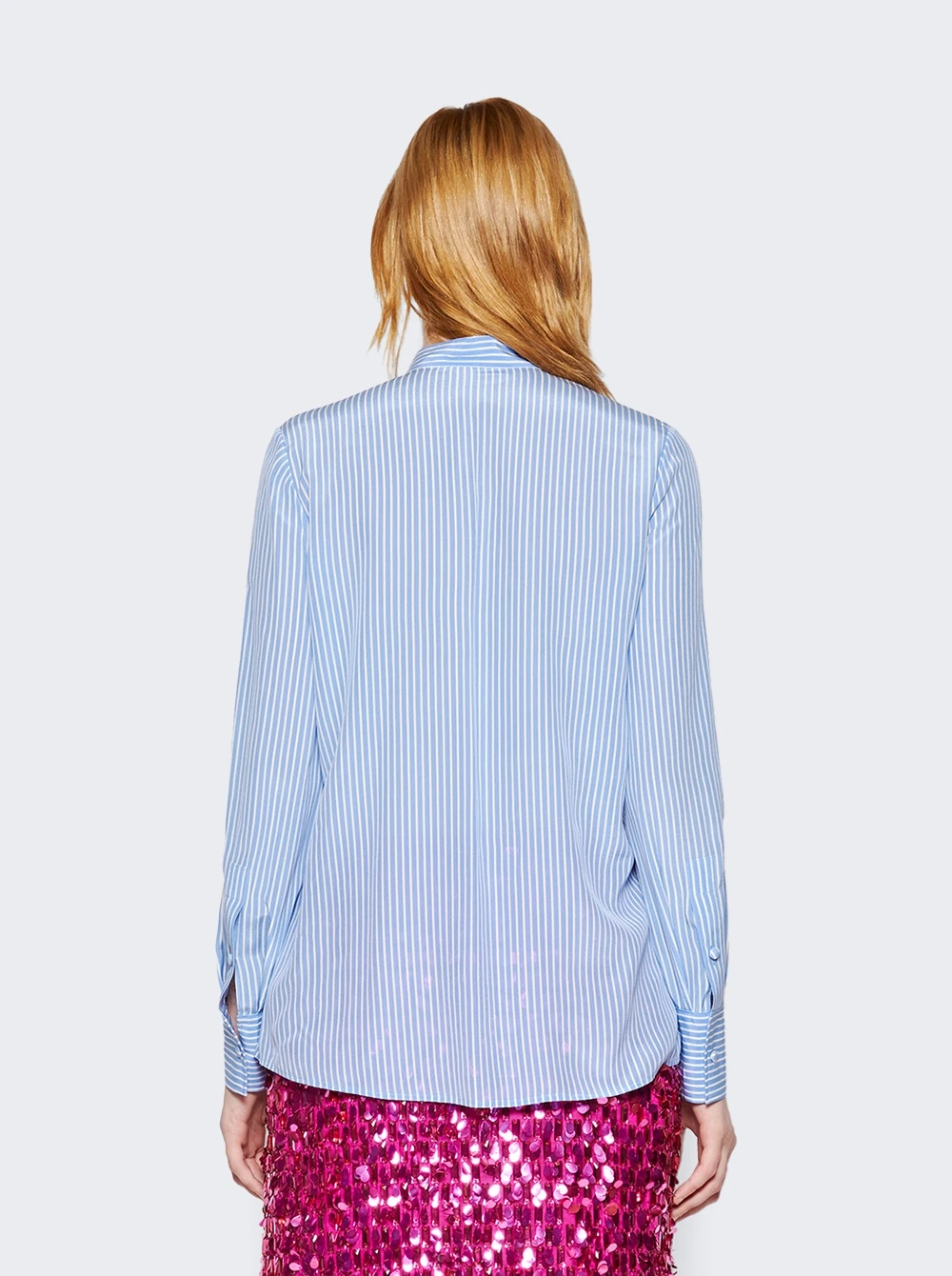 Valentino Striped Silk Shirt Light Blue - Image 5