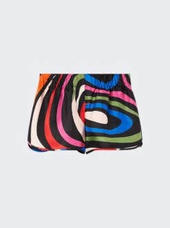 Print Short Blue And Fuchsia