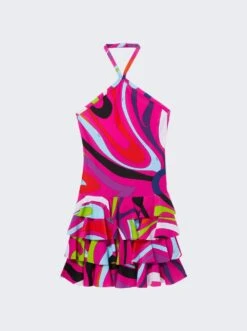 Halterneck Mini Dress Fuchsia