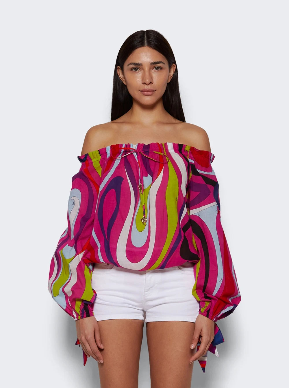 Front Tie Blouse Fuchsia - Image 3