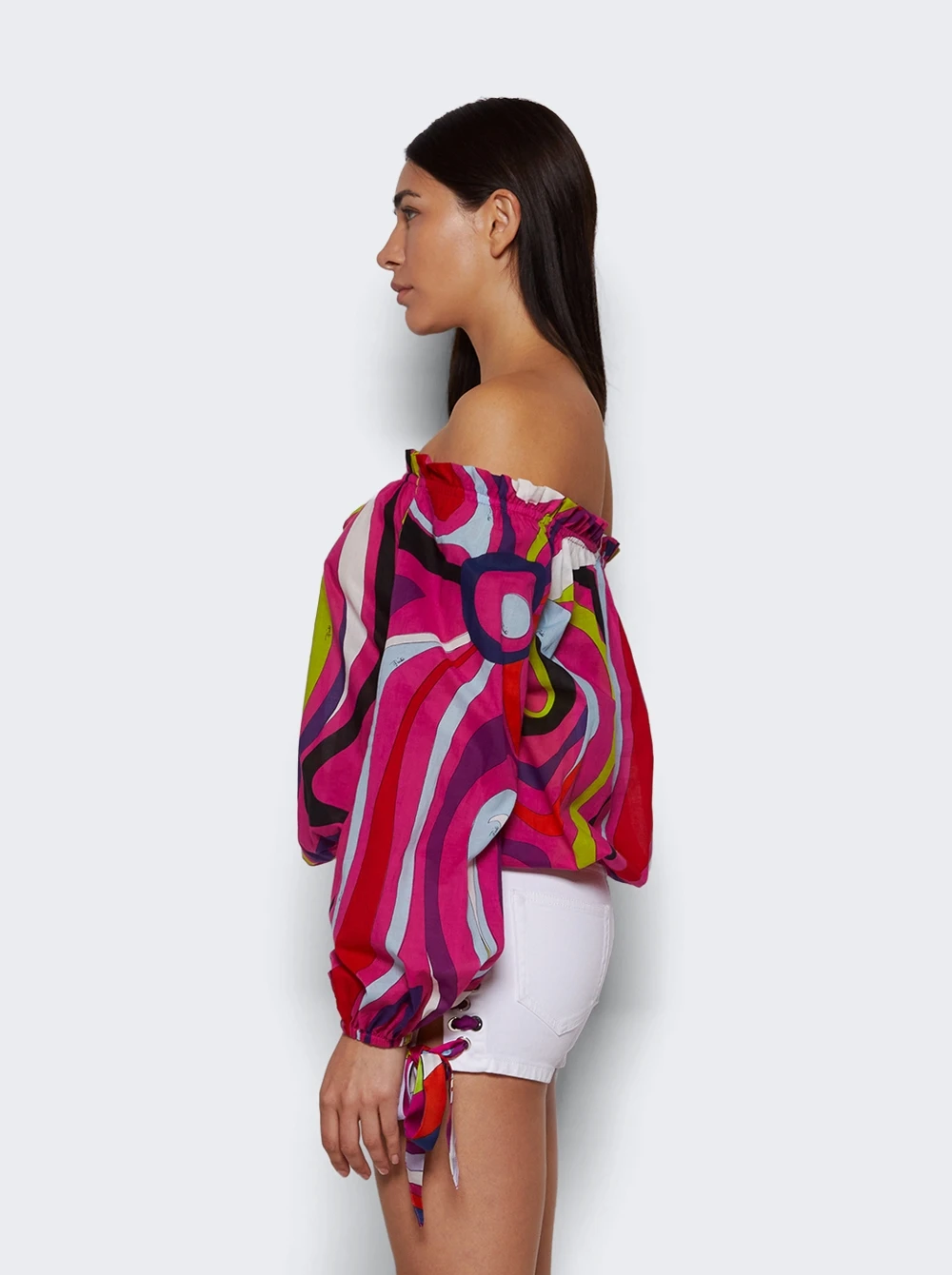 Front Tie Blouse Fuchsia - Image 4