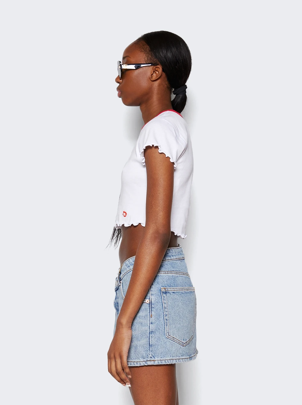 Crew Neck Baby Tee White - Image 4