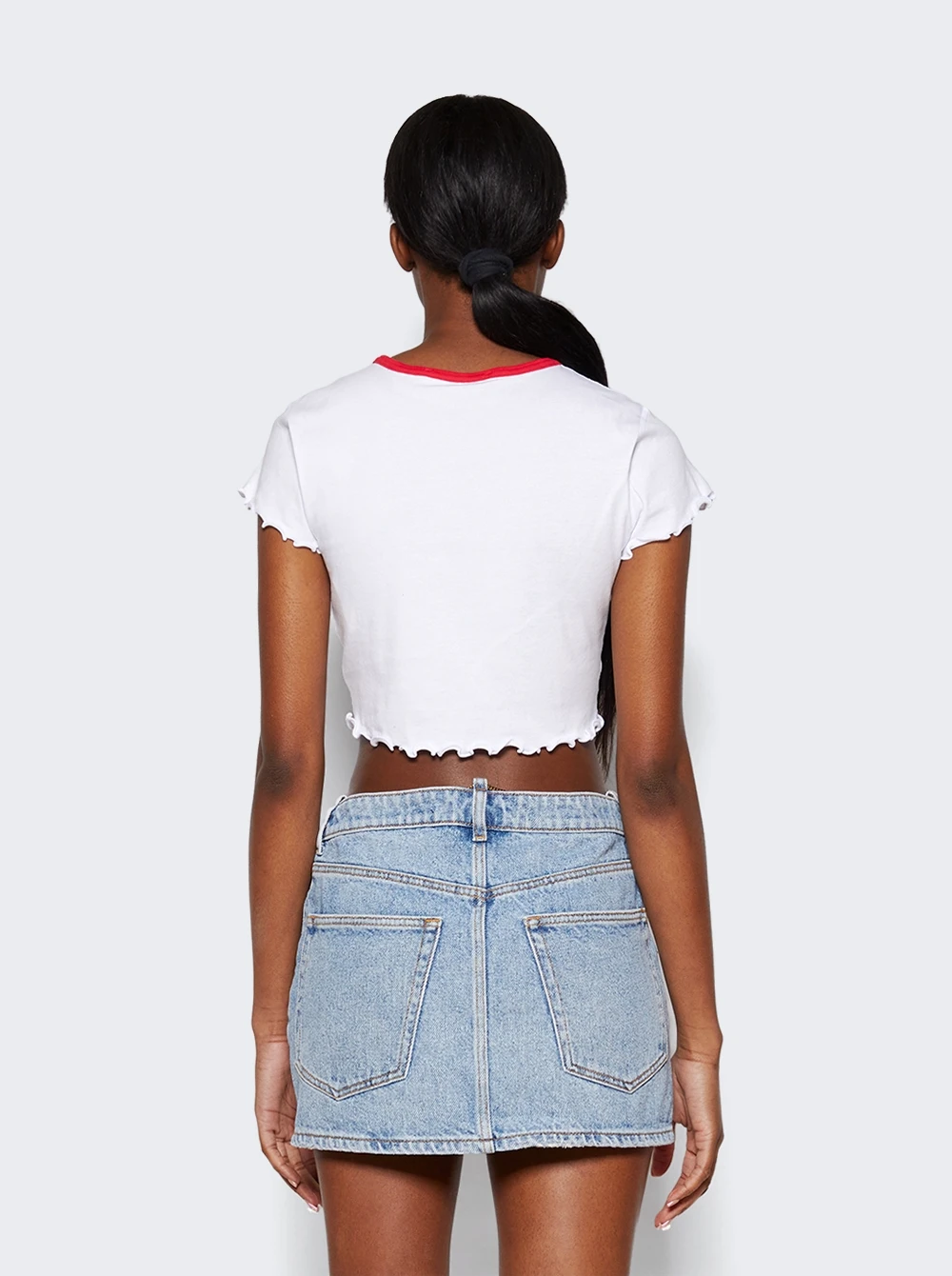 Crew Neck Baby Tee White - Image 5