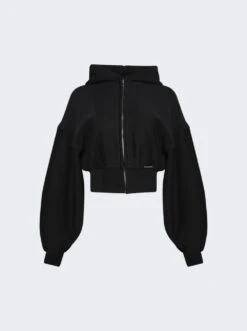 Cropped Zip Up Hoodie Faded Black