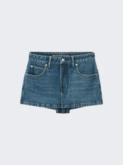 Mid Rise Denim Skort Deep Blue