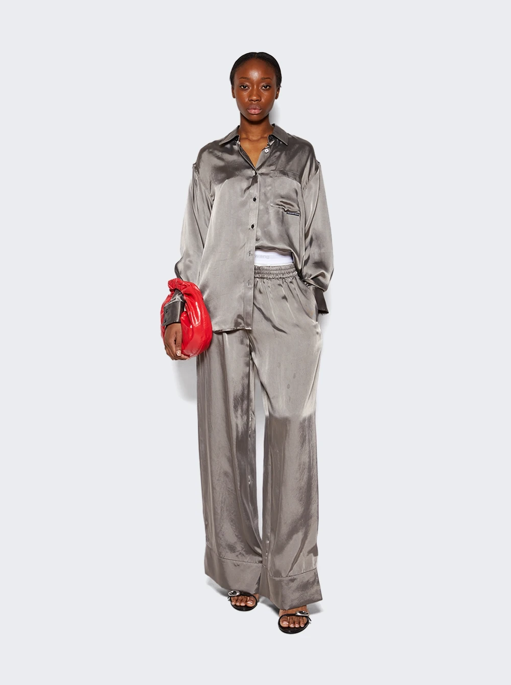 Satin Boxer Pant Grey And Black - Image 2