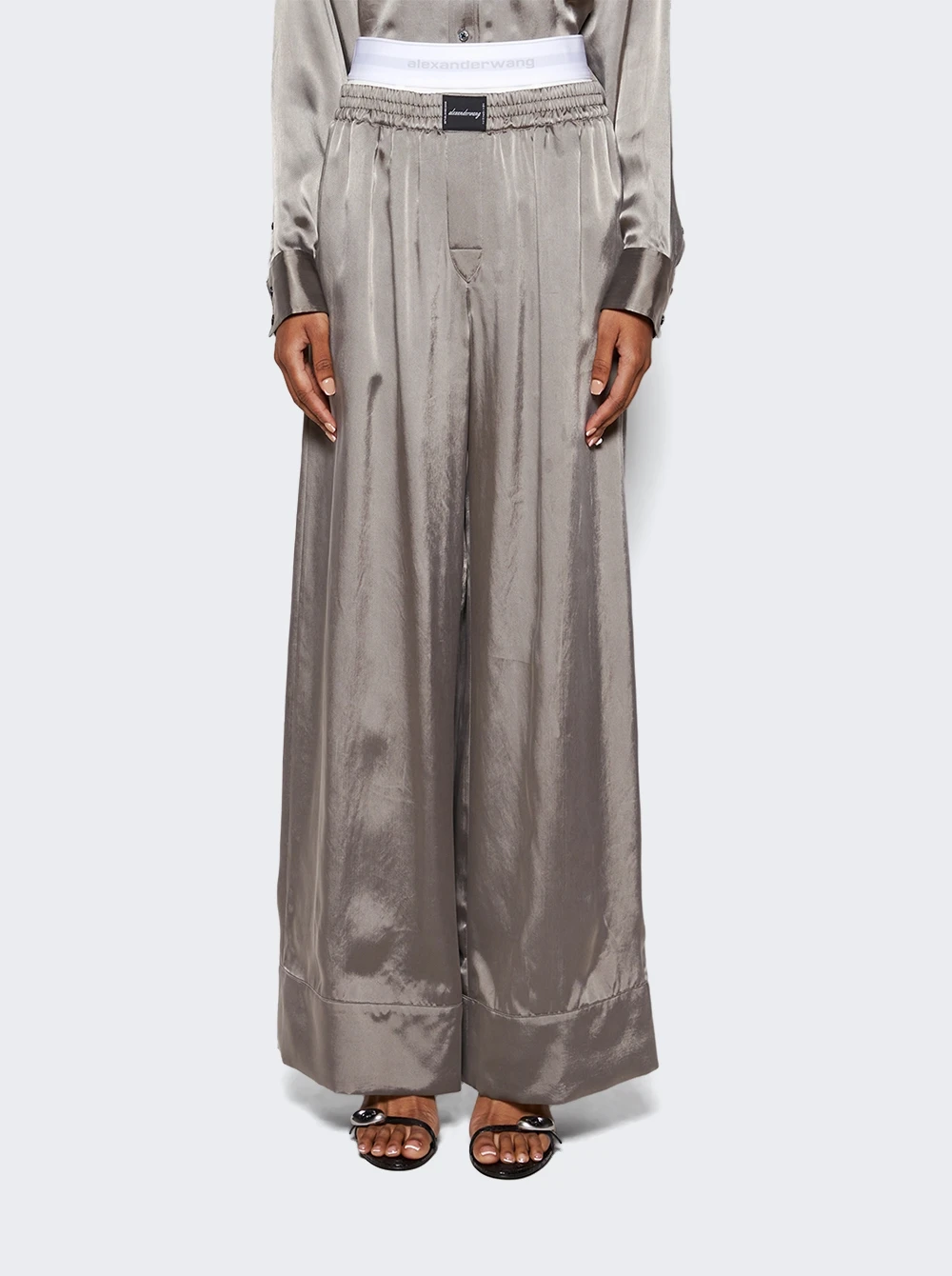 Satin Boxer Pant Grey And Black - Image 3