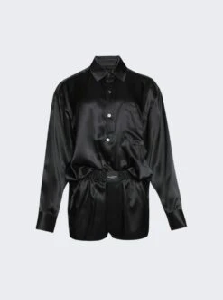 Silk Boxer Romper Black