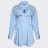 Smocked Mini Dress With Overshirt Chambray Blue