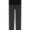 Gucci Embellished Crystal Logo Tights Black And Light Grey