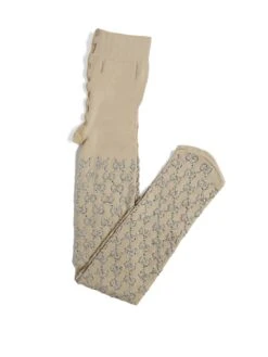Gucci Embellished Crystal Logo Tights Rose And Light Grey