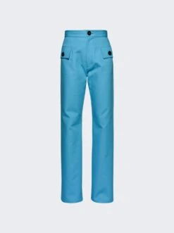 Bottega Veneta Double Cotton Canvas Trousers Dip Blue