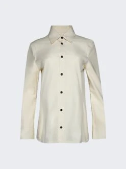 Bottega Veneta Storm Compact Flap Long-sleeve Shirt Ivory