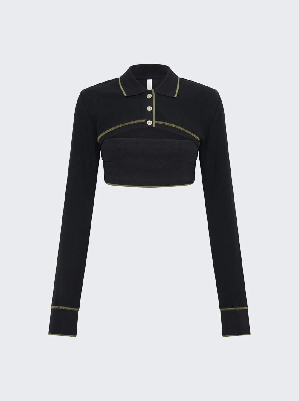 Dion Lee Shrunken Snap Polo Top Black