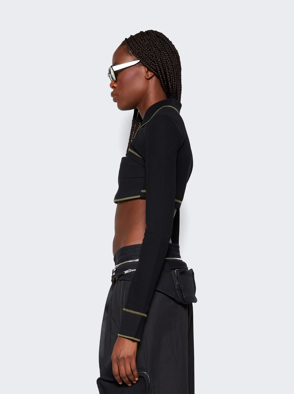 Dion Lee Shrunken Snap Polo Top Black - Image 4