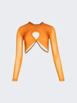 Dion Lee Barball Rope Long-sleeve Cropped Top Citrine