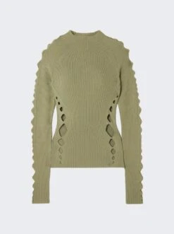 Dion Lee Snake Diamond Skivvy Knit Top Sage