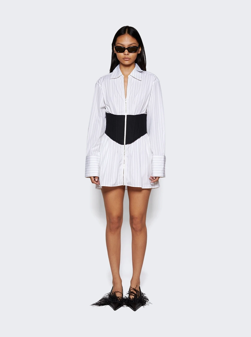 Dion Lee Internal Shirt Corset Dress White And Black - Image 2