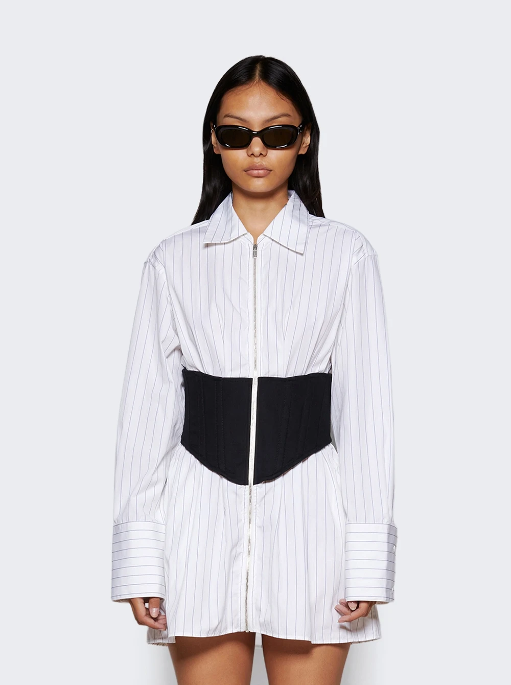 Dion Lee Internal Shirt Corset Dress White And Black - Image 3