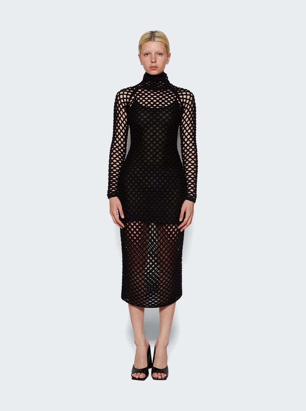 ALAIA Cage Knit Tube Dress Black - Image 2