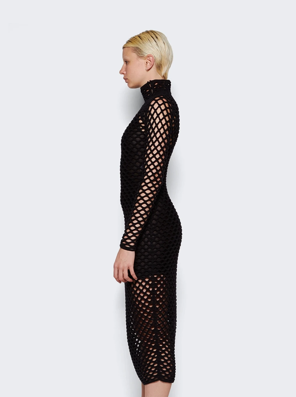 ALAIA Cage Knit Tube Dress Black - Image 4