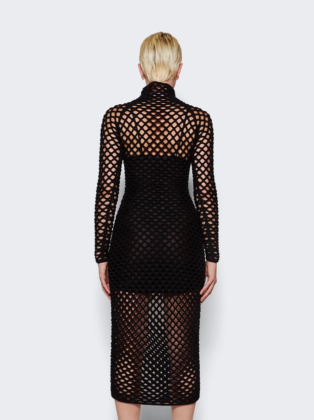 ALAIA Cage Knit Tube Dress Black - Image 5