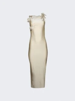 Coperni Asymmetric Flower Gown Beige