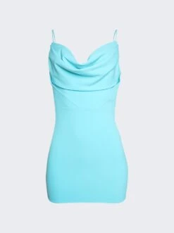 Bikini Cowl Drape Mini Dress Aquamarine
