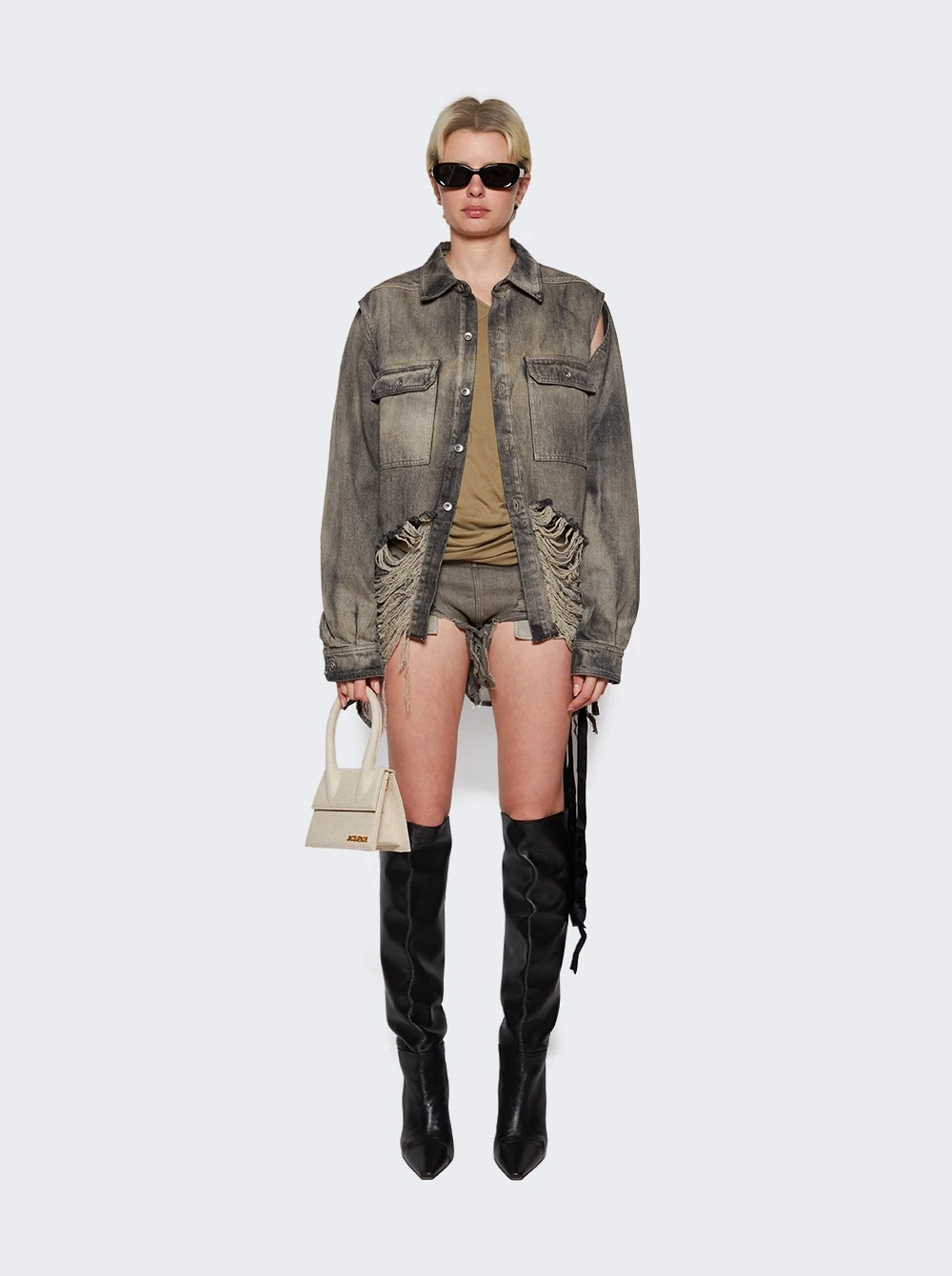 Dirt Denim Cutoff Shorts Mineral Grey - Image 2