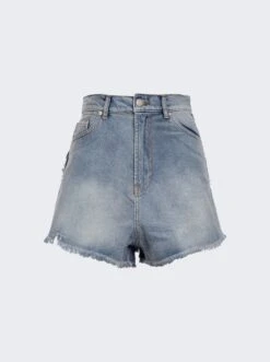 Denim Heart Shorts Light Wash Blue