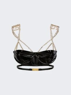 GCDS Bling Vinyl Bra Black