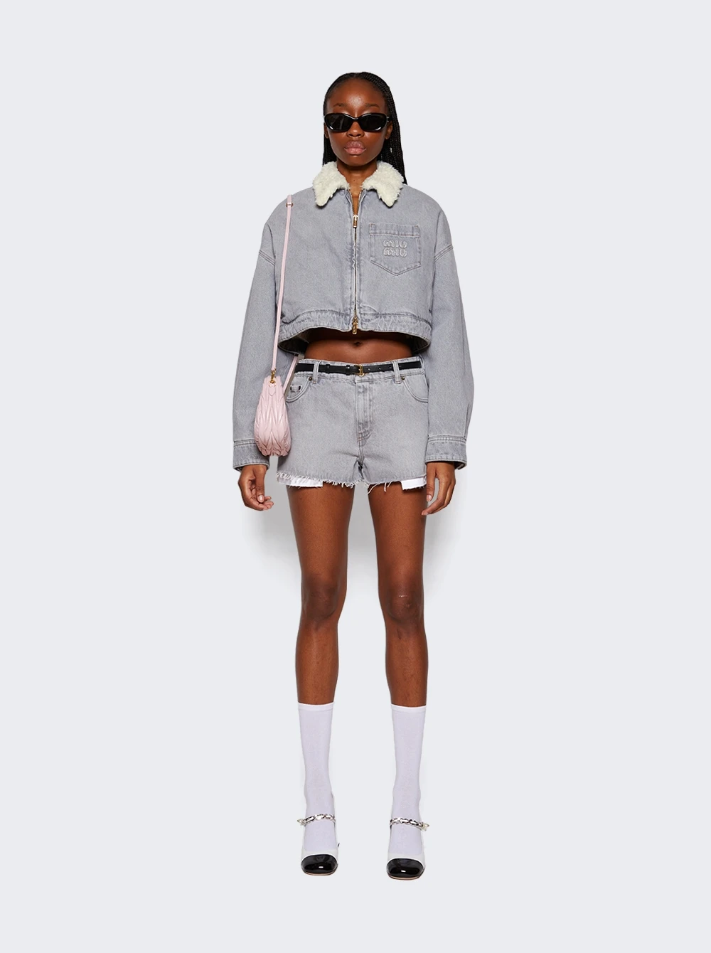 Miu Miu Denim Shorts Grigio - Image 2