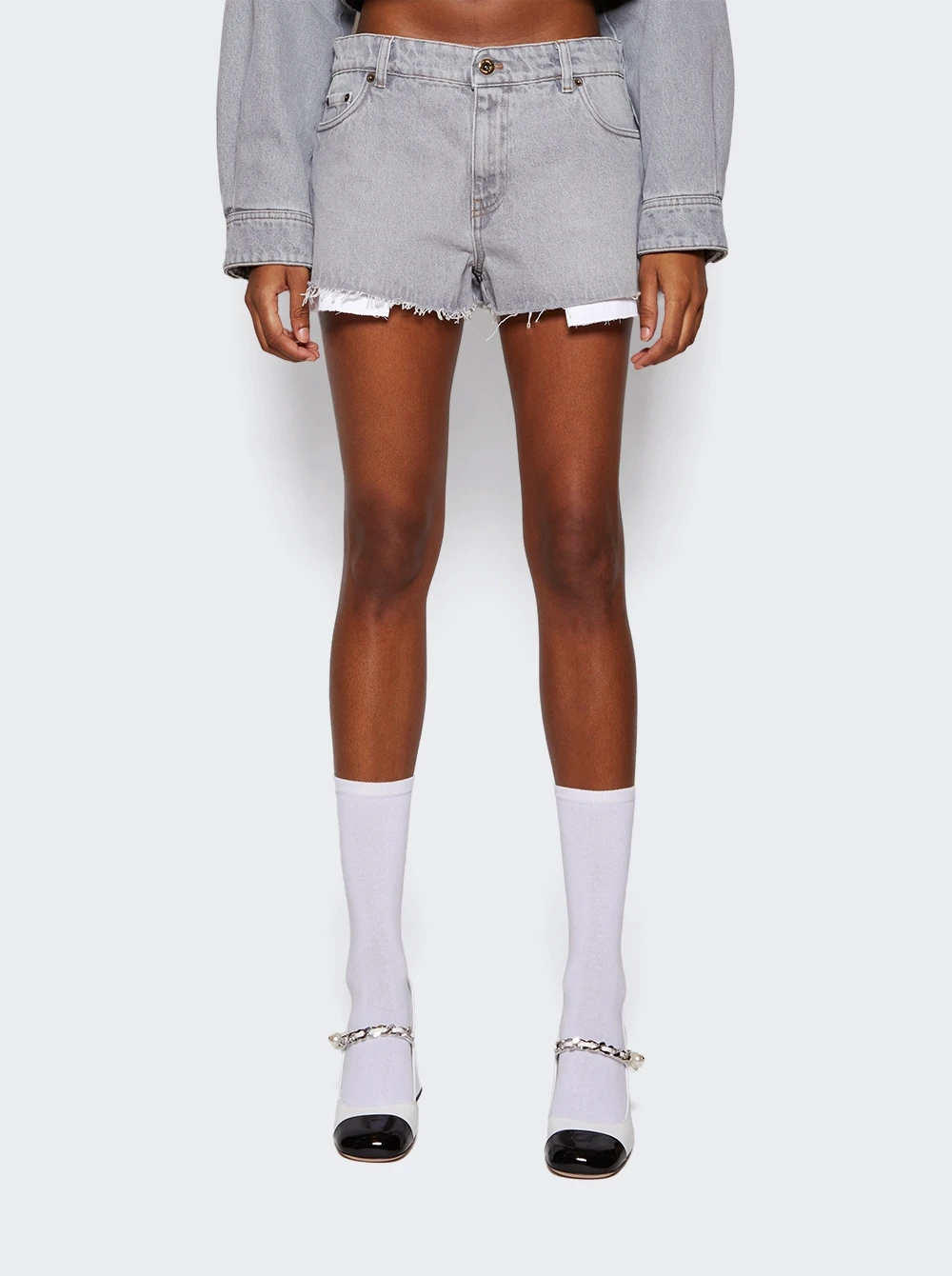 Miu Miu Denim Shorts Grigio - Image 3
