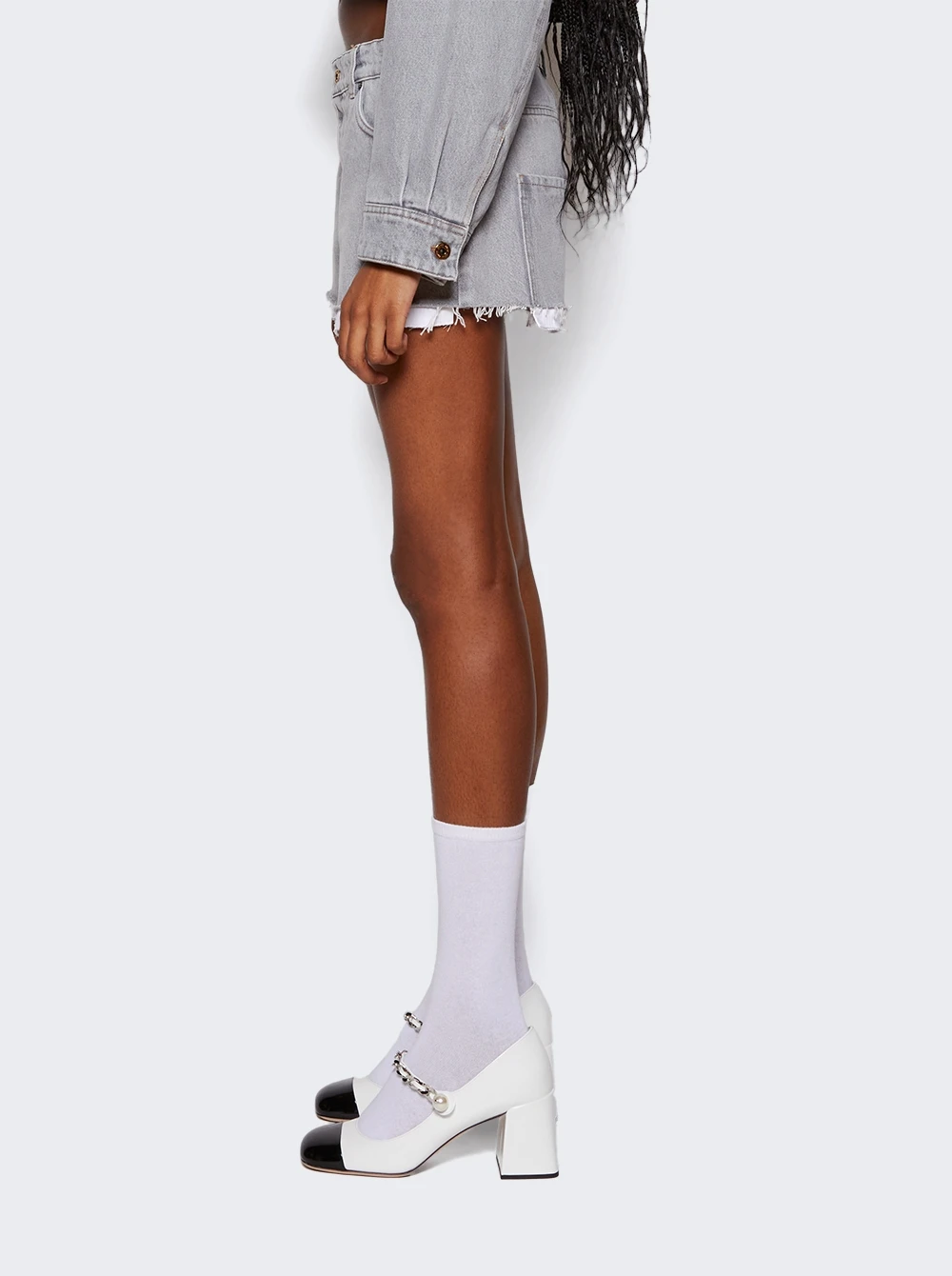 Miu Miu Denim Shorts Grigio - Image 4