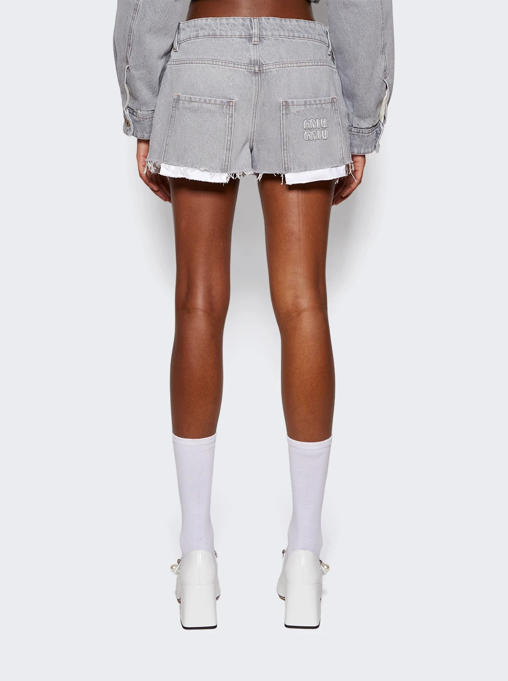 Miu Miu Denim Shorts Grigio - Image 5