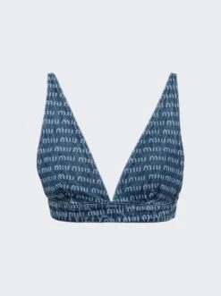 Miu Miu Denim Logo Top Blue