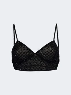 Cropped Bra Top Black Paillettes