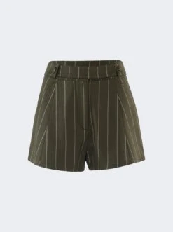 Pinstripe Short Military Green And Cream Pinstripe