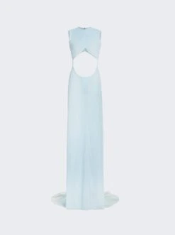 Sleeveless Gown With Criss Cross Draping Baby Blue