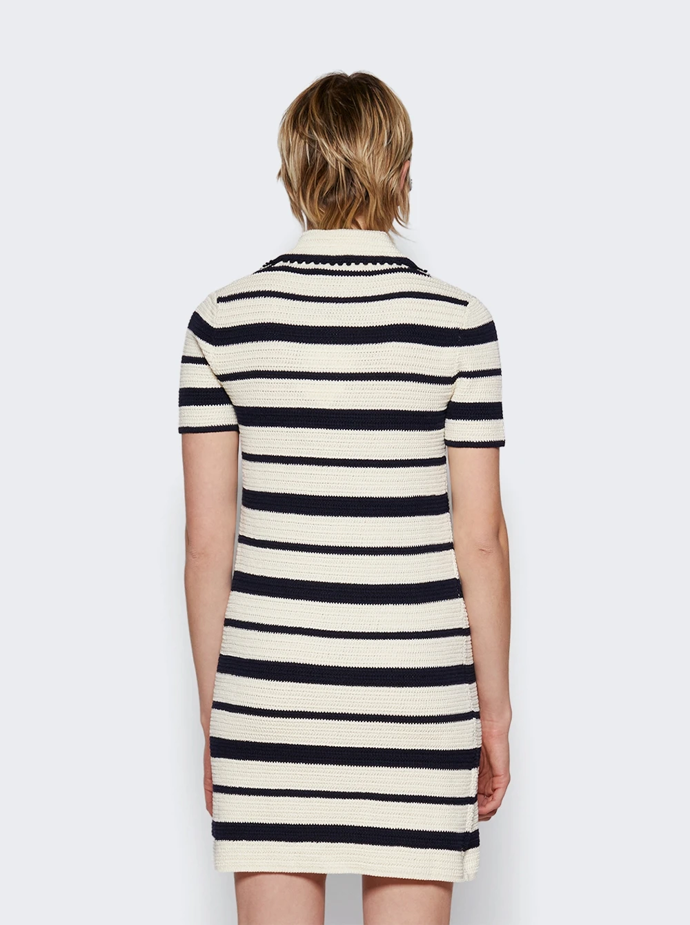 Miu Miu Crochet Stripe Mini Dress White And Blue - Image 5