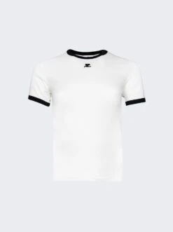 COURREGES Logo-embroidered T-shirt Heritage White And Black