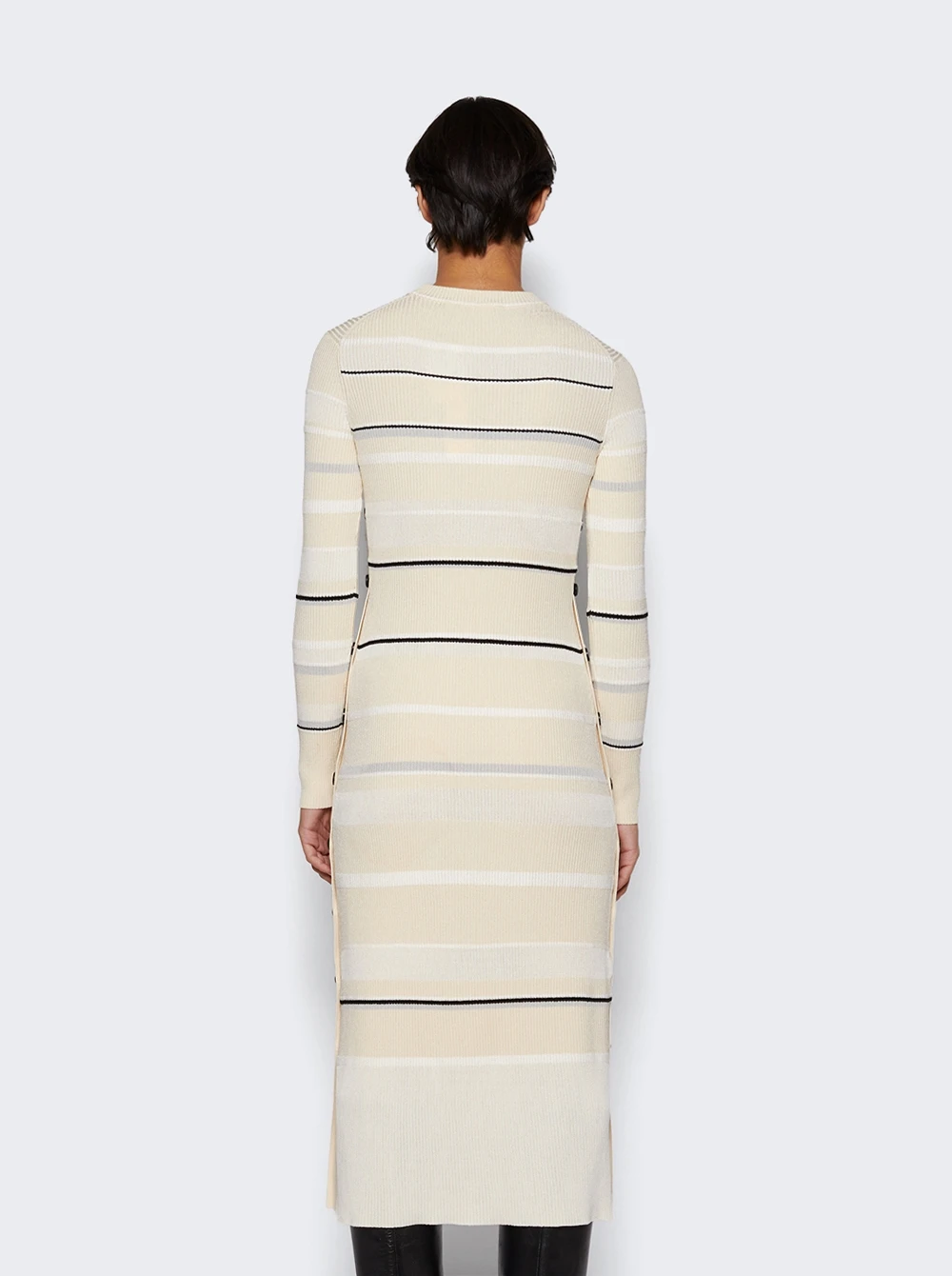PROENZA SCHOULER Rachel Dress In Textured Striped Knit Ecru - Image 5