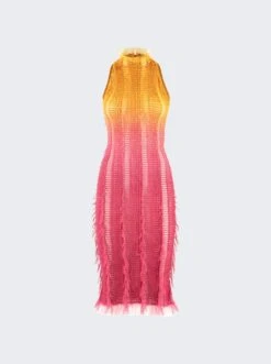 Angel Ombre Midi Dress Pink And Orange