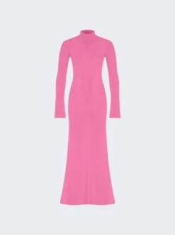 Turtle Neck Maxi Dress Pink