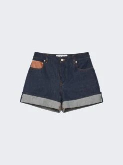 Loewe Turn Up Shorts Raw Denim Blue