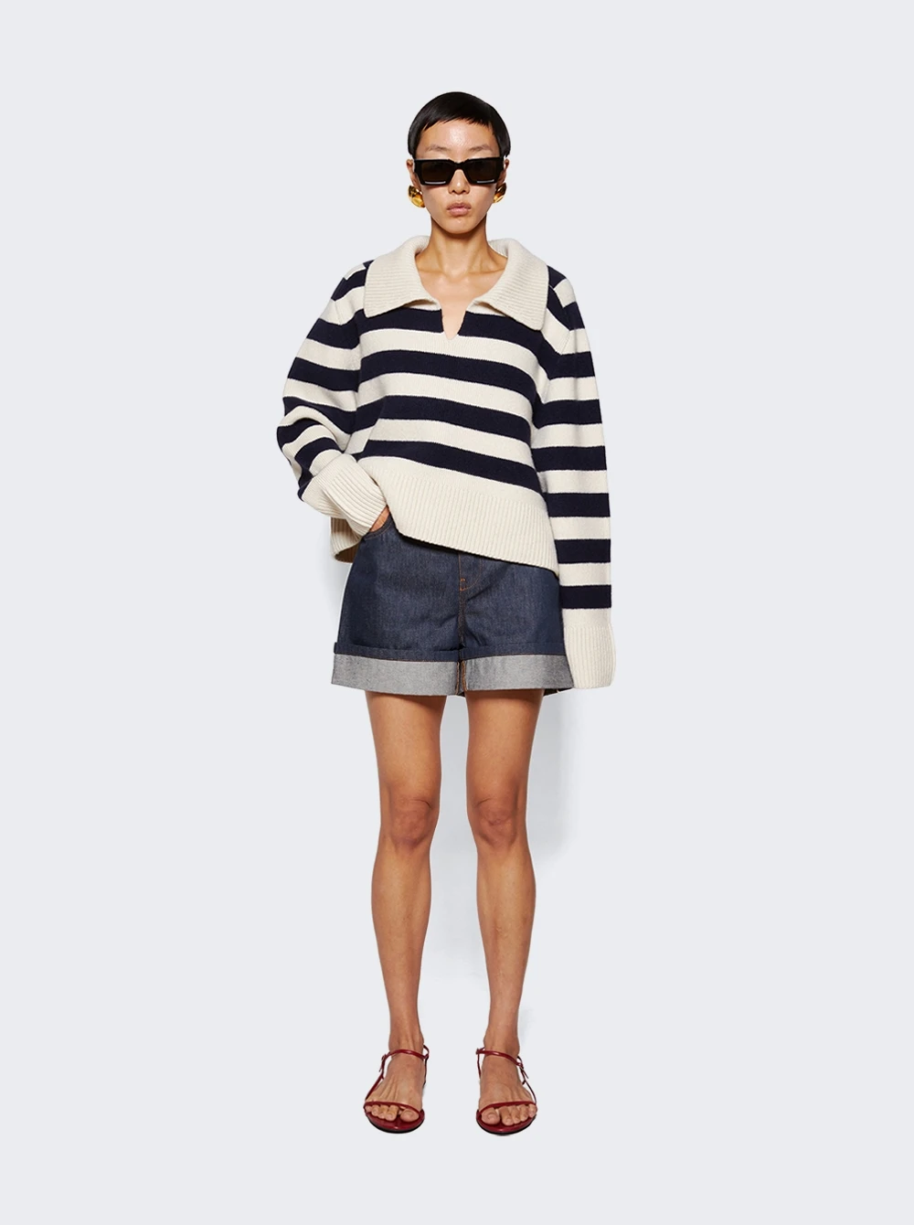 Loewe Turn Up Shorts Raw Denim Blue - Image 2
