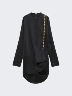 Loewe Chain Silk Shirt Dress Black