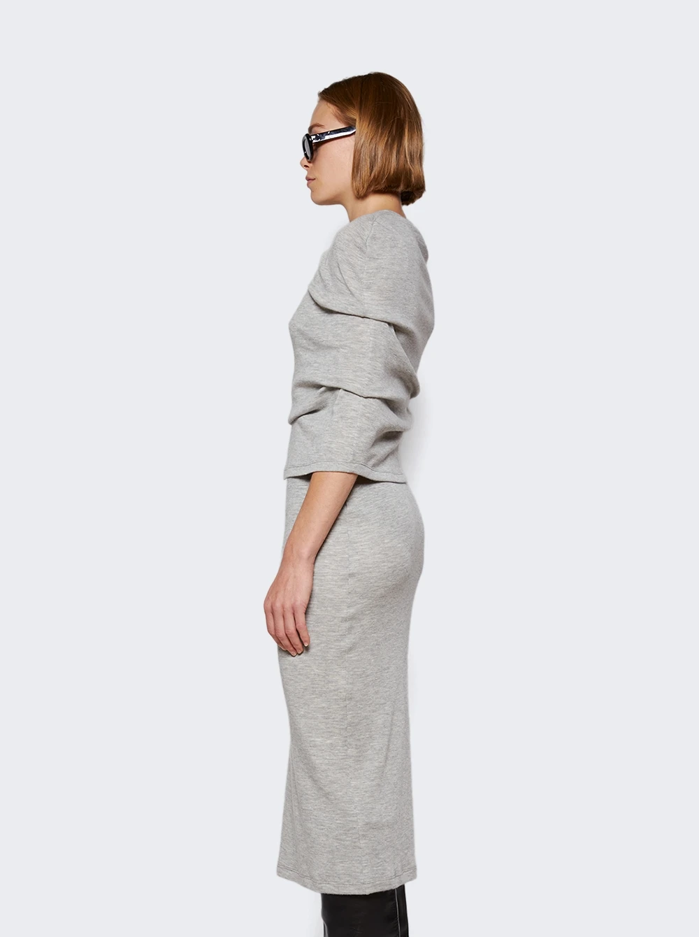 Loewe Cashmere Cape Tube Dress Pale Grey - Image 4