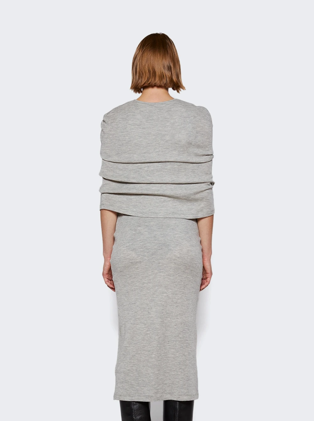Loewe Cashmere Cape Tube Dress Pale Grey - Image 5