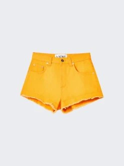 Loewe X Paula's Ibiza Denim Shorts Mandarin Orange